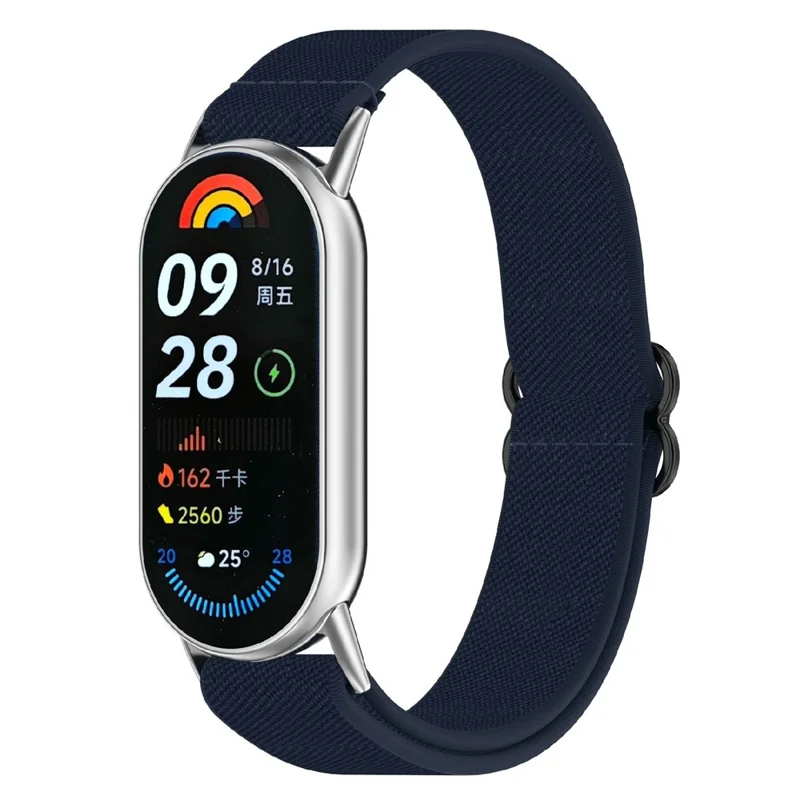 Cinturino per Xiaomi Smart Band 10 / 9 / 8 Cinghia da Polso in Nylon Elastico Intrecciato - Blu Mezzanotte