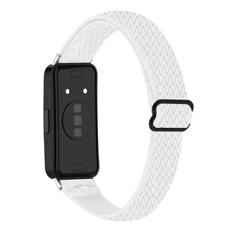 For Huawei Band 10 / 9 / 8 Adjustable Nylon Watch Band Wave Design Elastic Wrist Strap - White