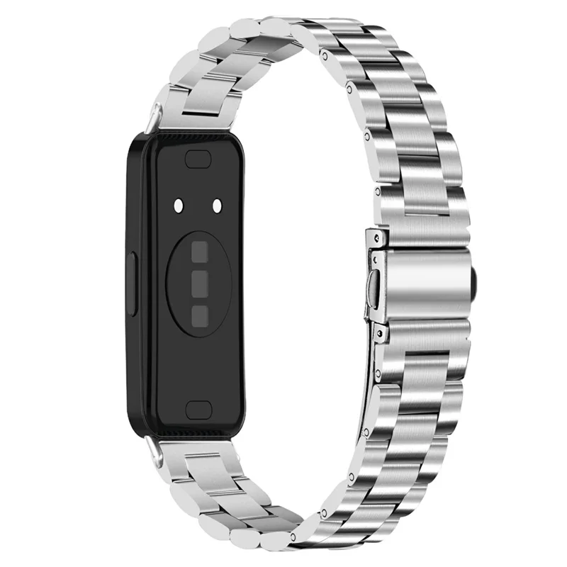 Cinturino per Orologio in Argento per Huawei Band 10 / 9 / 8 in Acciaio Inossidabile a 3 Maglie Metallico