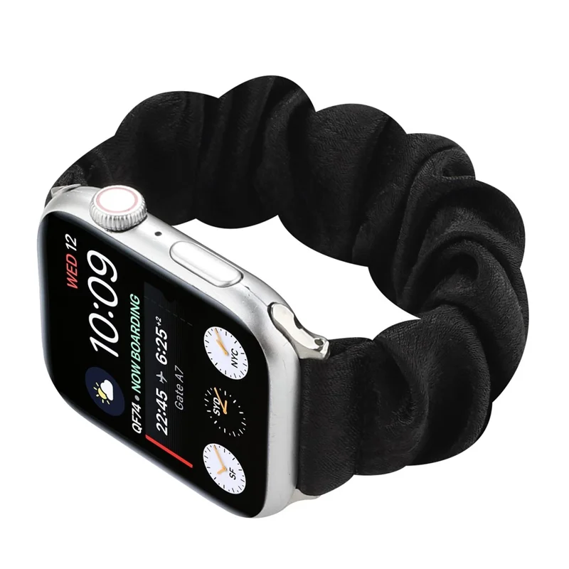 Scrunchie Hair Band Watch Strap for Apple Watch Series 11 10 42mm / 9 8 7 41mm / SE3 SE2 SE 6 5 4 40mm / 3 2 1 38mm  - Black