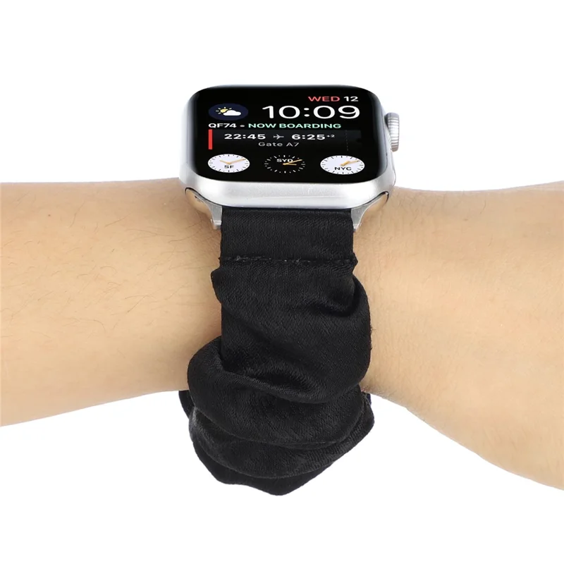Scrunchie Hair Band Watch Strap for Apple Watch Series 11 10 42mm / 9 8 7 41mm / SE3 SE2 SE 6 5 4 40mm / 3 2 1 38mm  - Black
