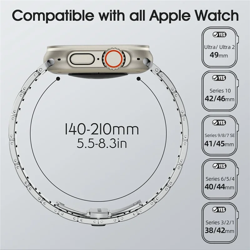H-Link Cinturino in Metallo Argentato per Apple Watch Serie 10 9 8 7 SE 6 5 4 3 2 1 42mm 41mm 40mm 38mm Cinturino con Chiusura a Farfalla