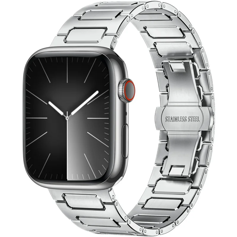 H-Link Cinturino in Metallo Argentato per Apple Watch Serie 10 9 8 7 SE 6 5 4 3 2 1 42mm 41mm 40mm 38mm Cinturino con Chiusura a Farfalla