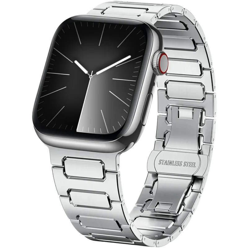 H-Link Cinturino in Metallo Argentato per Apple Watch Serie 10 9 8 7 SE 6 5 4 3 2 1 42mm 41mm 40mm 38mm Cinturino con Chiusura a Farfalla