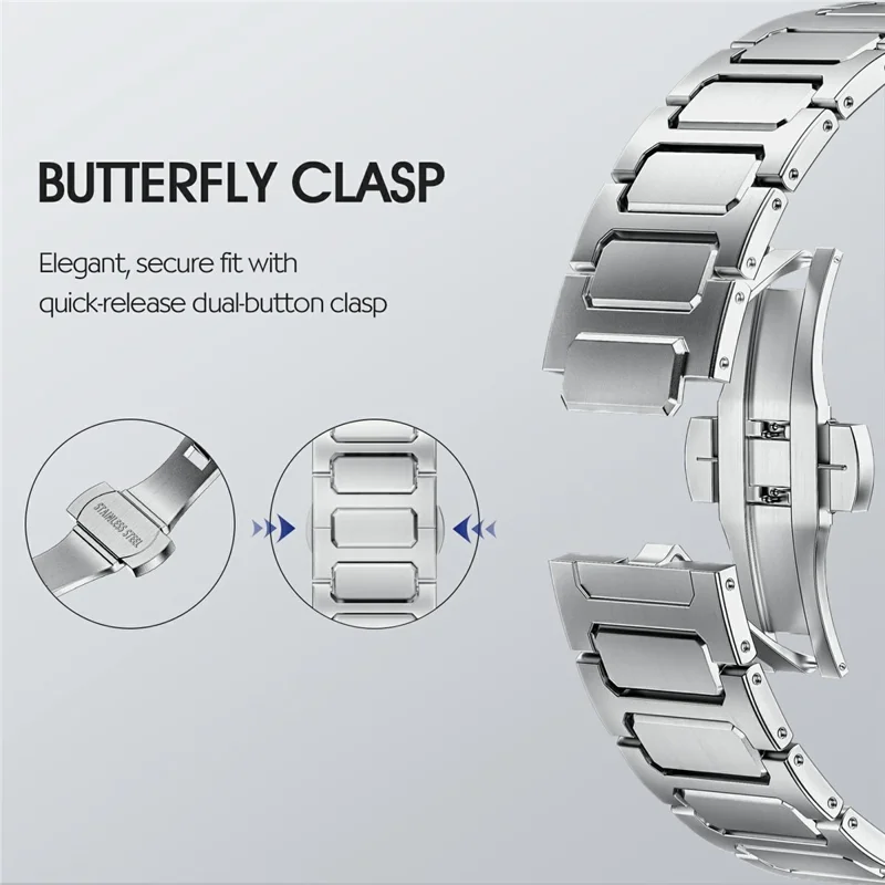 H-Link Cinturino in Metallo Argentato per Apple Watch Serie 10 9 8 7 SE 6 5 4 3 2 1 42mm 41mm 40mm 38mm Cinturino con Chiusura a Farfalla