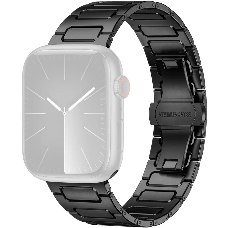 H-Link Buntes Metallarmband für Apple Watch Series 10 9 8 7 SE 6 5 4 3 2 1 42mm 41mm 40mm 38mm Schmetterlings-Verschluss Uhrenarmband - Schwarz