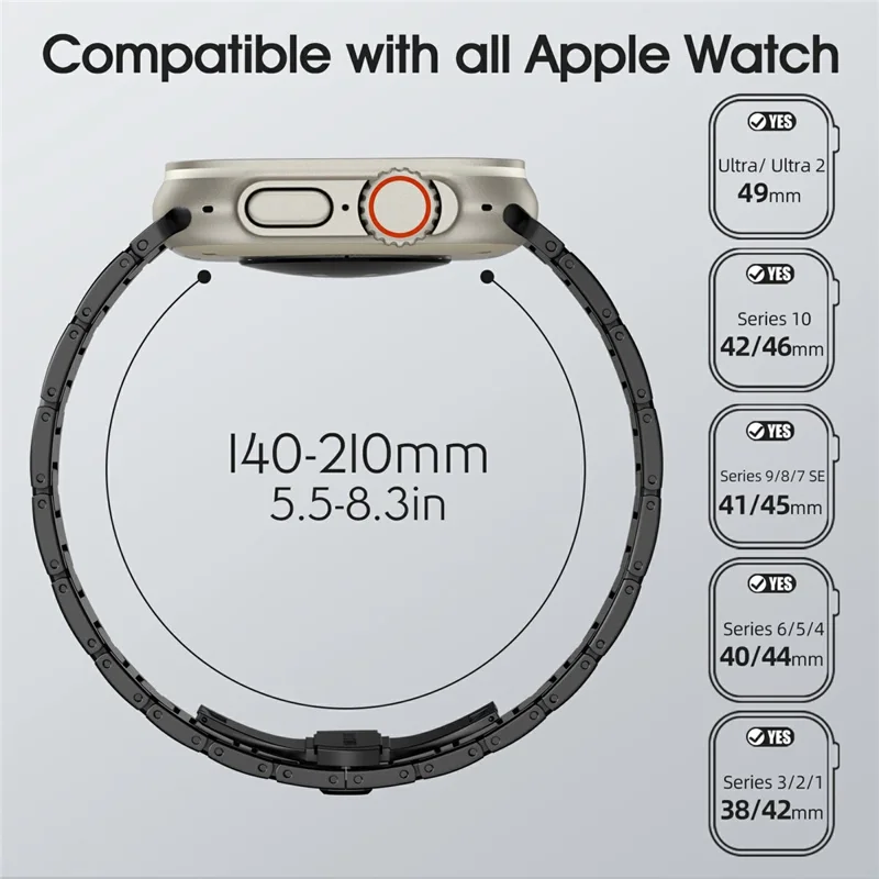 H-Link Buntes Metallarmband für Apple Watch Series 10 9 8 7 SE 6 5 4 3 2 1 42mm 41mm 40mm 38mm Schmetterlings-Verschluss Uhrenarmband - Schwarz