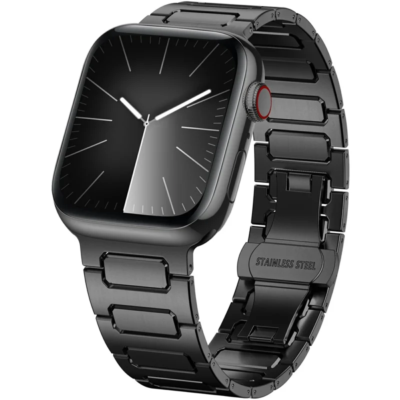 H-Link Buntes Metallarmband für Apple Watch Series 10 9 8 7 SE 6 5 4 3 2 1 42mm 41mm 40mm 38mm Schmetterlings-Verschluss Uhrenarmband - Schwarz