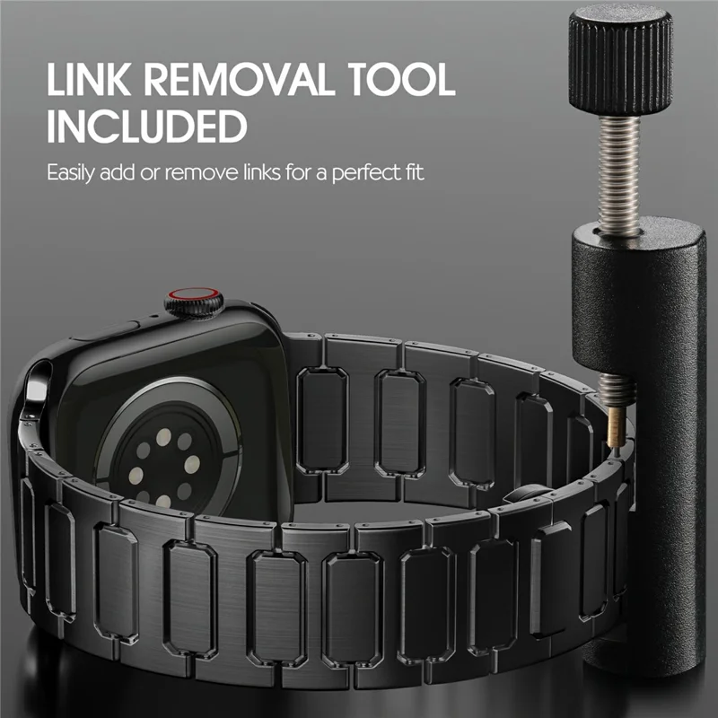 H-Link Buntes Metallarmband für Apple Watch Series 10 9 8 7 SE 6 5 4 3 2 1 42mm 41mm 40mm 38mm Schmetterlings-Verschluss Uhrenarmband - Schwarz