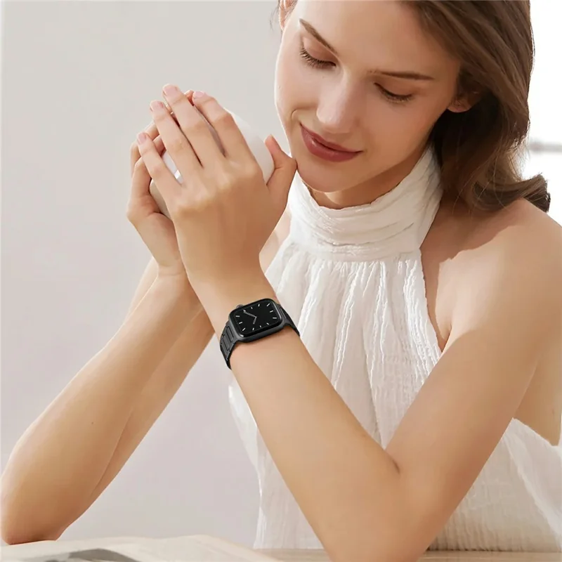 H-Link Buntes Metallarmband für Apple Watch Series 10 9 8 7 SE 6 5 4 3 2 1 42mm 41mm 40mm 38mm Schmetterlings-Verschluss Uhrenarmband - Schwarz