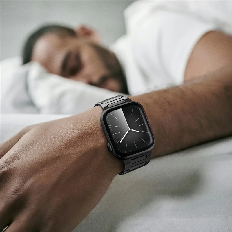 H-Link Buntes Metallarmband für Apple Watch Series 10 9 8 7 SE 6 5 4 3 2 1 42mm 41mm 40mm 38mm Schmetterlings-Verschluss Uhrenarmband - Schwarz