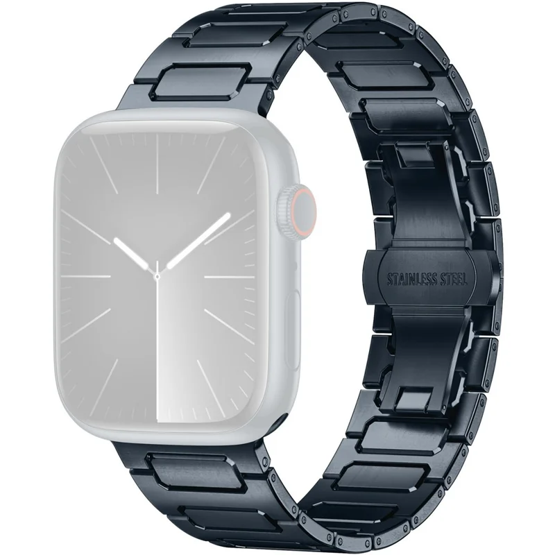 H-Link Colored Metal Strap for Apple Watch Series 10 9 8 7 SE 6 5 4 3 2 1 42mm 41mm 40mm 38mm Butterfly Clasp Watch Band - Midnight Blue