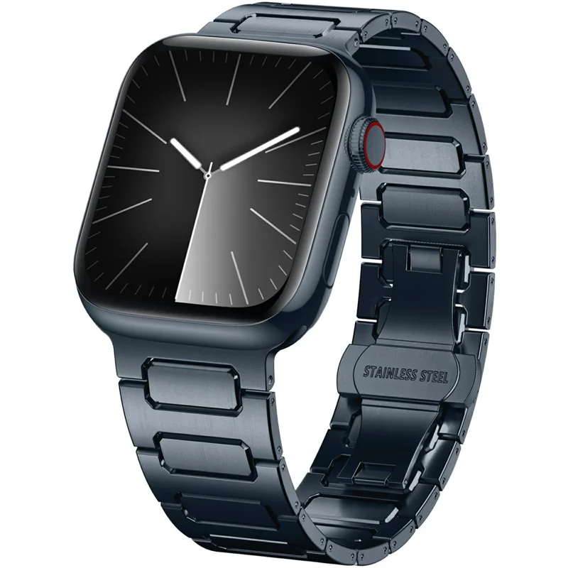 H-Link Colored Metal Strap for Apple Watch Series 10 9 8 7 SE 6 5 4 3 2 1 42mm 41mm 40mm 38mm Butterfly Clasp Watch Band - Midnight Blue