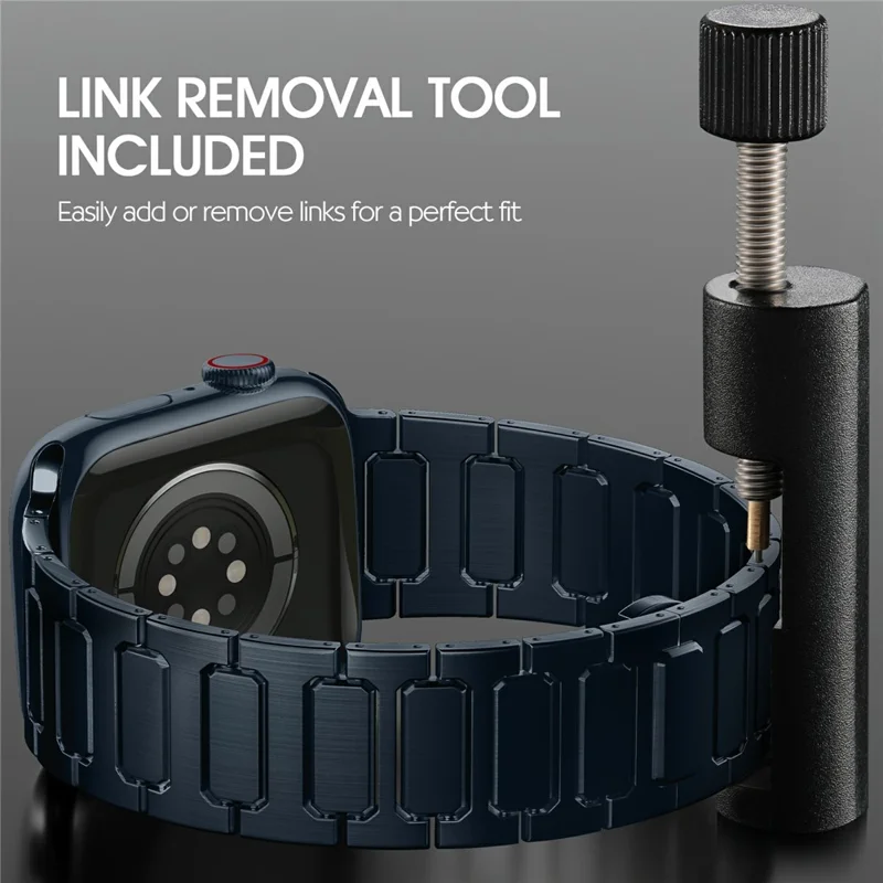 H-Link Colored Metal Strap for Apple Watch Series 10 9 8 7 SE 6 5 4 3 2 1 42mm 41mm 40mm 38mm Butterfly Clasp Watch Band - Midnight Blue