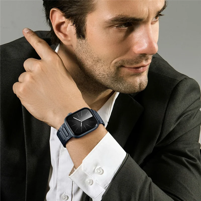 H-Link Colored Metal Strap for Apple Watch Series 10 9 8 7 SE 6 5 4 3 2 1 42mm 41mm 40mm 38mm Butterfly Clasp Watch Band - Midnight Blue