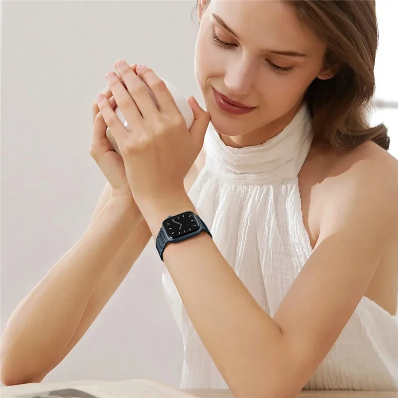 H-Link Colored Metal Strap for Apple Watch Series 10 9 8 7 SE 6 5 4 3 2 1 42mm 41mm 40mm 38mm Butterfly Clasp Watch Band - Midnight Blue