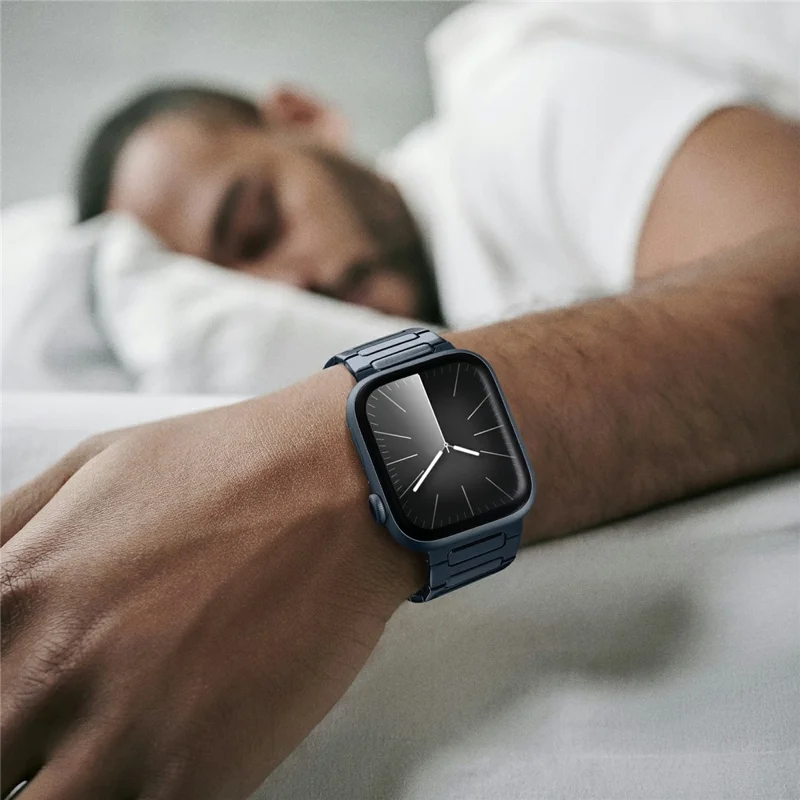 H-Link Colored Metal Strap for Apple Watch Series 10 9 8 7 SE 6 5 4 3 2 1 42mm 41mm 40mm 38mm Butterfly Clasp Watch Band - Midnight Blue