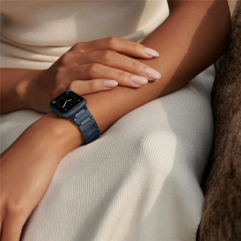 H-Link Colored Metal Strap for Apple Watch Series 10 9 8 7 SE 6 5 4 3 2 1 42mm 41mm 40mm 38mm Butterfly Clasp Watch Band - Midnight Blue