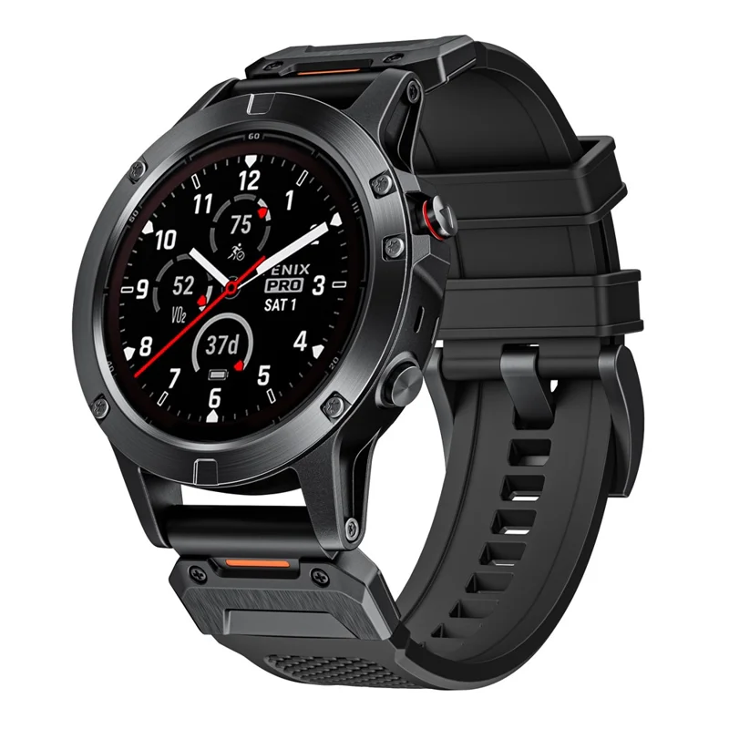 Correa de muñeca de 26 mm para Garmin Fenix 8 51 mm / Enduro 3 / Enduro 2 Correa de reloj universal de silicona - Negro