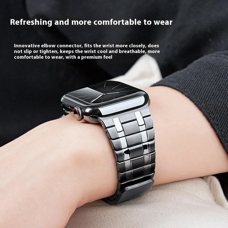 Smartwatch Band for Apple Watch Series 10 9 8 7 SE 6 5 4 3 2 1 42mm 41mm 40mm 38mm Magnetic Stainless Steel Wrist Strap - Black