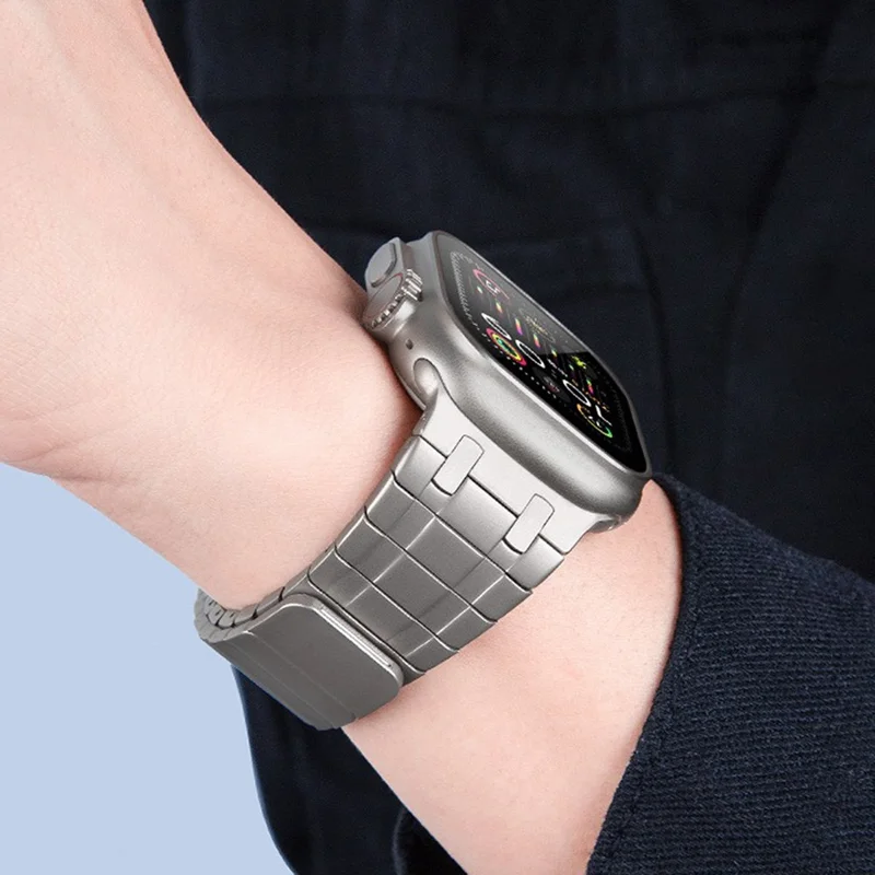 Smartwatch Band for Apple Watch Series 10 9 8 7 SE 6 5 4 3 2 1 42mm 41mm 40mm 38mm Magnetic Stainless Steel Wrist Strap - Black