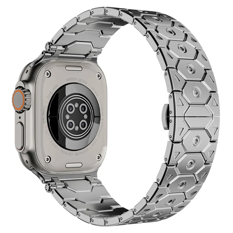 Uhrenarmband für Apple Watch Series 10 Ultra 9 8 7 SE 6 5 4 3 2 1 46mm 49mm 45mm 44mm 42mm Schmetterling-Schnalle Edelstahlarmband - Silber
