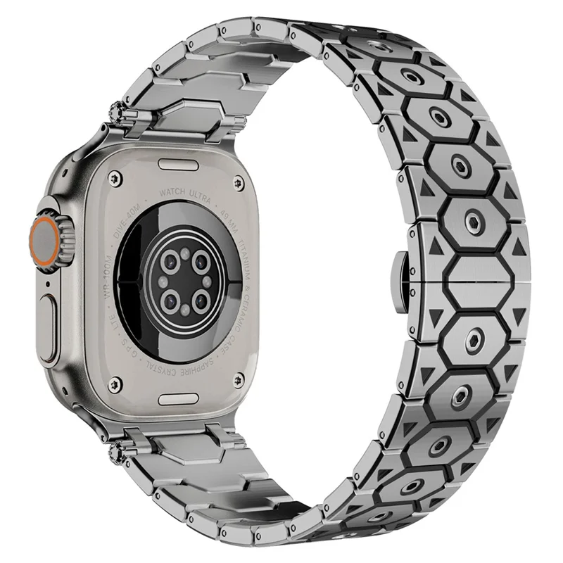 Ремешок для Apple Watch Series 10 Ultra 9 8 7 SE 6 5 4 3 2 1 46мм 49мм 45мм 44мм 42мм с бабочкой и пряжкой из нержавеющей стали - Серебристый / Черный