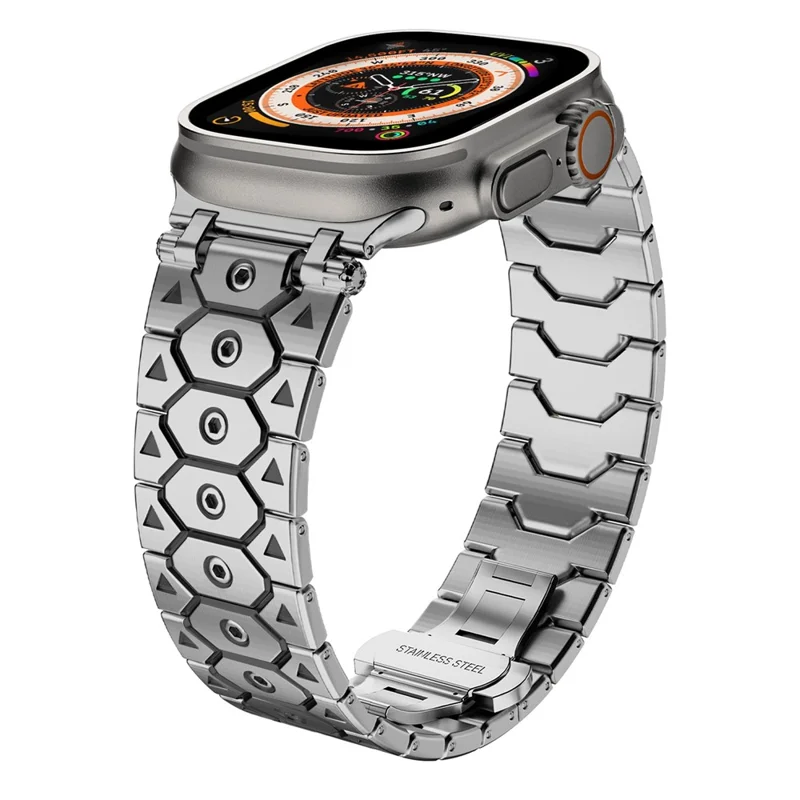Ремешок для Apple Watch Series 10 Ultra 9 8 7 SE 6 5 4 3 2 1 46мм 49мм 45мм 44мм 42мм с бабочкой и пряжкой из нержавеющей стали - Серебристый / Черный