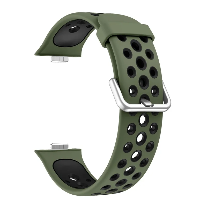 Bracelet de montre en silicone pour Huawei Watch Fit 4 Pro / Fit 4 / Fit 3 avec trous ronds, double couleur - Vert
