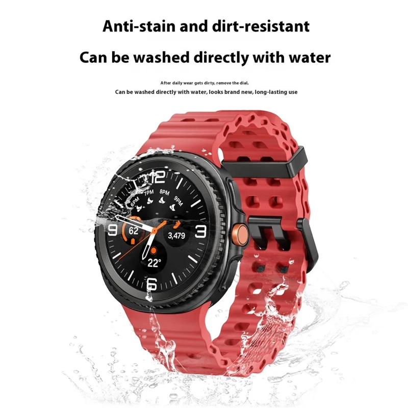 Silikon Armband für Samsung Galaxy Watch8 44mm / 40mm / Watch8 Classic 46mm Einfarbig Schnellwechsel Uhrenarmband - Rot