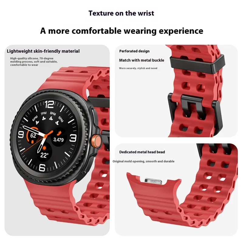 Silikon Armband für Samsung Galaxy Watch8 44mm / 40mm / Watch8 Classic 46mm Einfarbig Schnellwechsel Uhrenarmband - Rot