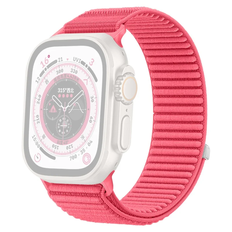 Armband für Apple Watch Series 10 9 8 7 SE 6 5 4 3 2 1 42mm 41mm 40mm 38mm Klettband Nylon Gewebtes Uhrenarmband - Wasserrot