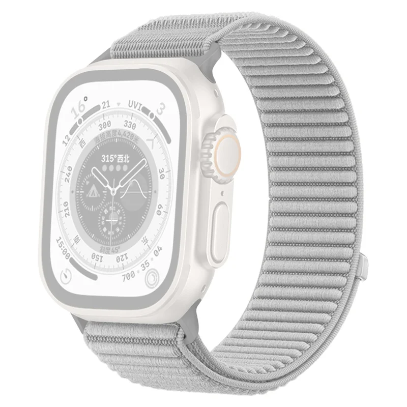 Bracelet pour Apple Watch Series 10 9 8 7 SE 6 5 4 3 2 1 42mm 41mm 40mm 38mm Bande de Montre en Nylon Tressé avec Fermeture Magique - Gris