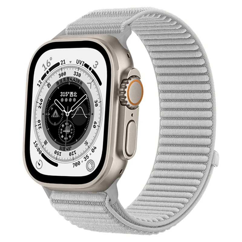 Bracelet pour Apple Watch Series 10 9 8 7 SE 6 5 4 3 2 1 42mm 41mm 40mm 38mm Bande de Montre en Nylon Tressé avec Fermeture Magique - Gris