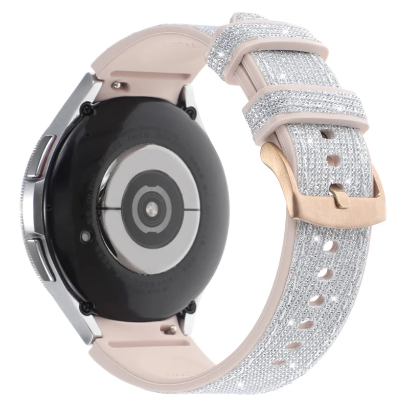 Glitter Band for Samsung Galaxy Watch7 / Watch6 / Watch6 Classic / Watch5 / Watch5 Pro / Watch4 / Watch4 Classic Leather Coated Silicone Strap - Silver