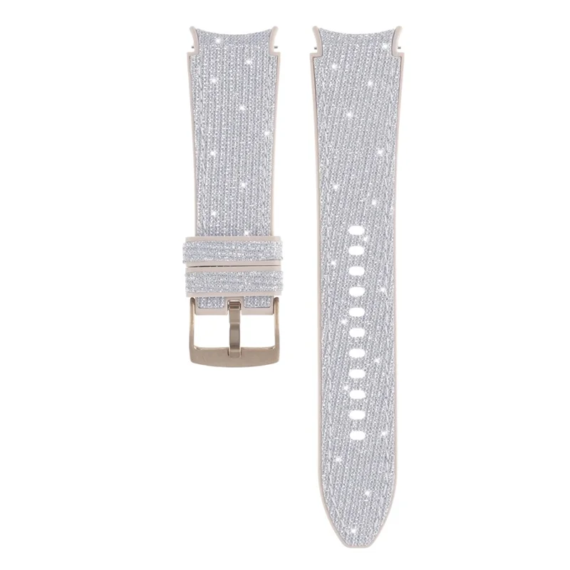 Glitter Band for Samsung Galaxy Watch7 / Watch6 / Watch6 Classic / Watch5 / Watch5 Pro / Watch4 / Watch4 Classic Leather Coated Silicone Strap - Silver