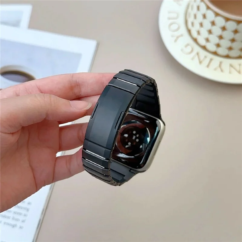 Ремешок из нержавеющей стали для Apple Watch Series 10 Ultra 9 8 7 SE 6 5 4 3 2 1 46мм 49мм 45мм 44мм 42мм с боковым креплением и одинарной застежкой - Черный