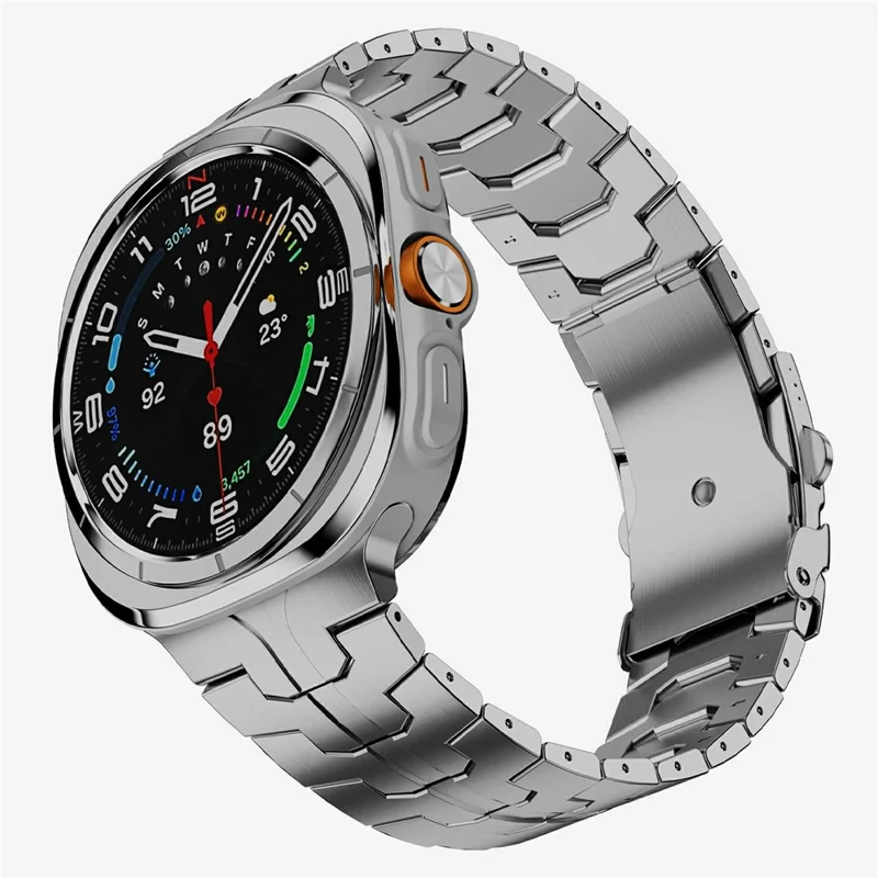 Stainless Steel Watch Band For Samsung Galaxy Watch8 44mm  /  40mm  /  Watch8 Classic 46mm Double Folding Buckle Wrist Strap Silver