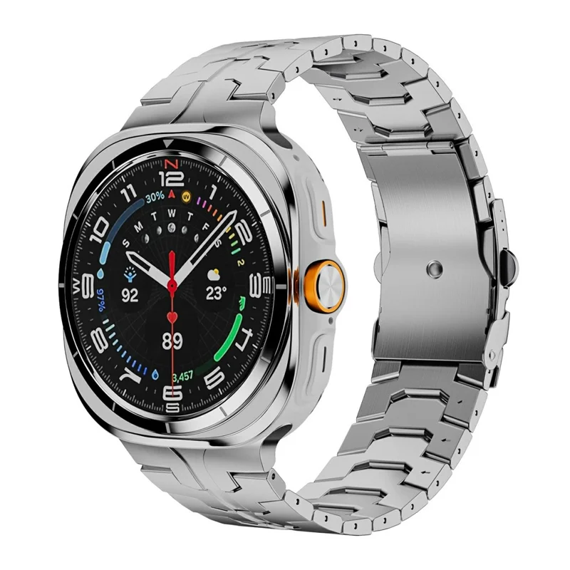 Stainless Steel Watch Band For Samsung Galaxy Watch8 44mm  /  40mm  /  Watch8 Classic 46mm Double Folding Buckle Wrist Strap Silver