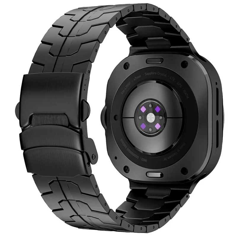 Pulseira de Aço Inoxidável para Samsung Galaxy Watch8 44mm / 40mm / Watch8 Classic 46mm Fivela Dobrável Preta