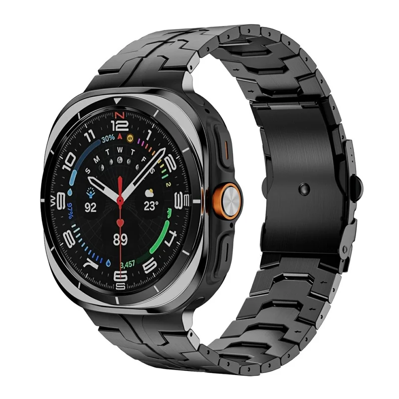 Pulseira de Aço Inoxidável para Samsung Galaxy Watch8 44mm / 40mm / Watch8 Classic 46mm Fivela Dobrável Preta