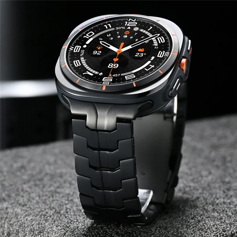 Pulseira de Aço Inoxidável para Samsung Galaxy Watch8 44mm / 40mm / Watch8 Classic 46mm Fivela Dobrável Preta