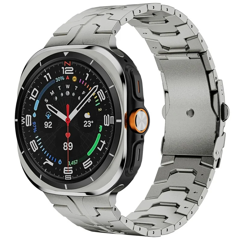 Stainless Steel Watch Band For Samsung Galaxy Watch8 44mm  /  40mm  /  Watch8 Classic 46mm Double Folding Buckle Wrist Strap Titanium