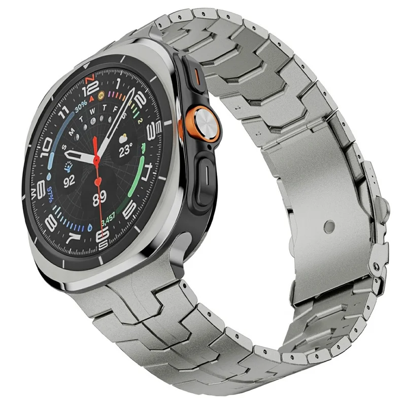 Stainless Steel Watch Band For Samsung Galaxy Watch8 44mm  /  40mm  /  Watch8 Classic 46mm Double Folding Buckle Wrist Strap Titanium