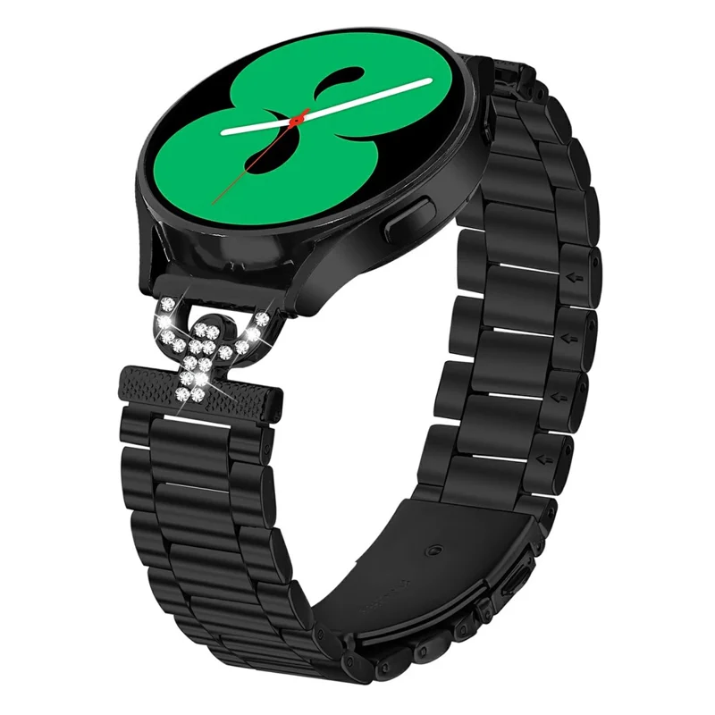 Colored Watch Strap for Garmin Forerunner 245  /  Forerunner 245 Music Metal Band D-Shape Rhinestones Decor - Black