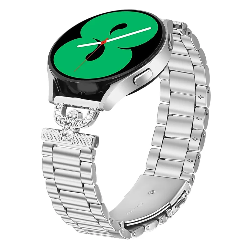 Watch Strap for Garmin Fenix 5S  /  5S Plus Silver Stainless Steel Band D-Shape Rhinestones Decor