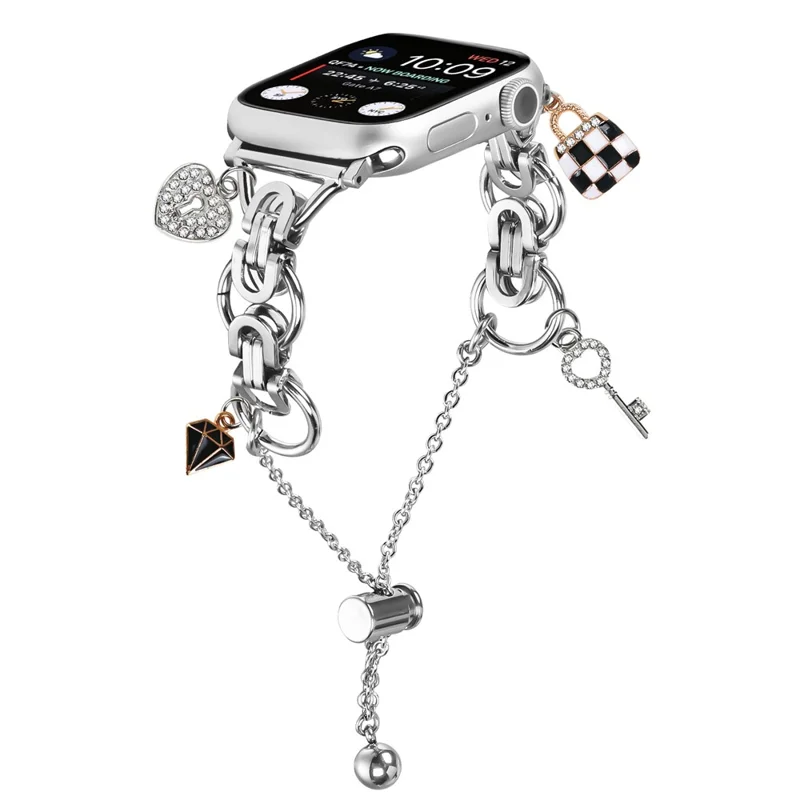 Silver Watch Band for Apple Watch Series 10 9 8 7 SE 6 5 4 3 2 1 42mm 41mm 40mm 38mm Single Chain Style Metal Alloy Strap