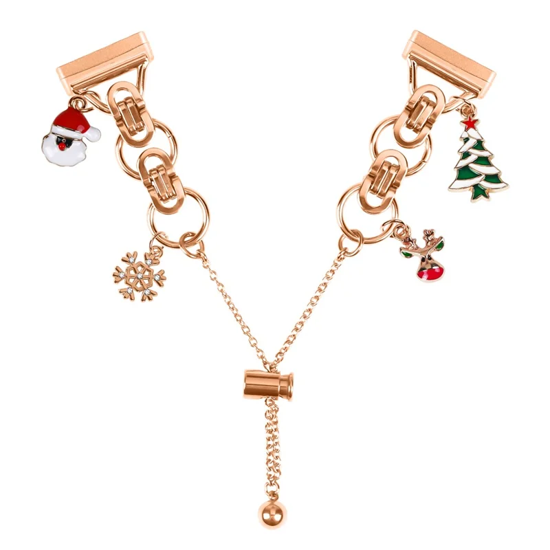 For Fitbit Versa 3  /  Sense Electroplated Metal Alloy Band Single Loop Chain Bracelet Strap - Rose Gold  /  Christmas