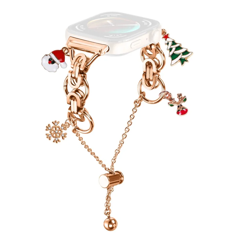 For Huawei Watch Fit 3 Electroplated Metal Alloy Band Single Loop Chain Bracelet Strap - Rose Gold  /  Christmas