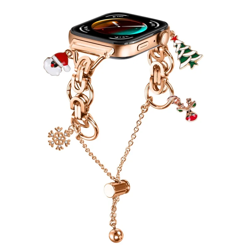For Huawei Watch Fit 3 Electroplated Metal Alloy Band Single Loop Chain Bracelet Strap - Rose Gold  /  Christmas